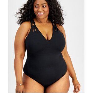 Becca $158 Plus Size Strappy One Piece Swimsuit Black Size 2X